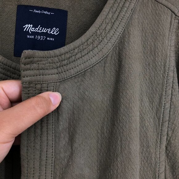 Madewell Olive Green Stitch  Edge Duster Utility Jacket Cardigan tie waist XS - Picture 10 of 16